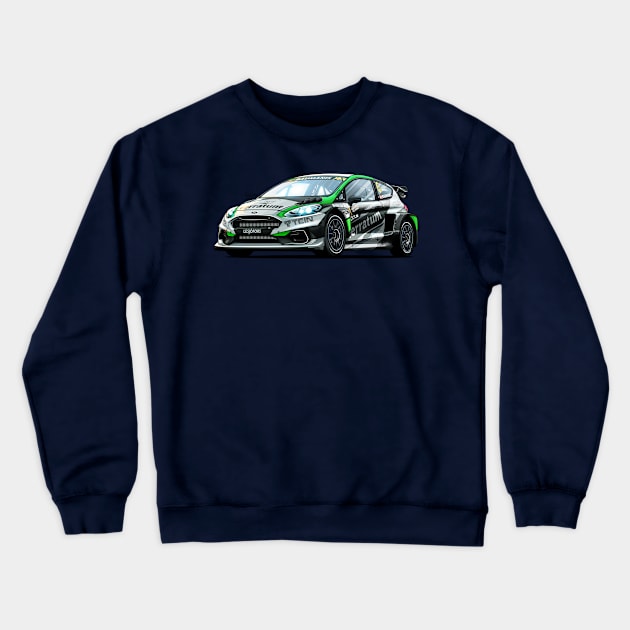 Ford Fiesta WRX Rallycross Crewneck Sweatshirt by Mario Ramos Rally Art